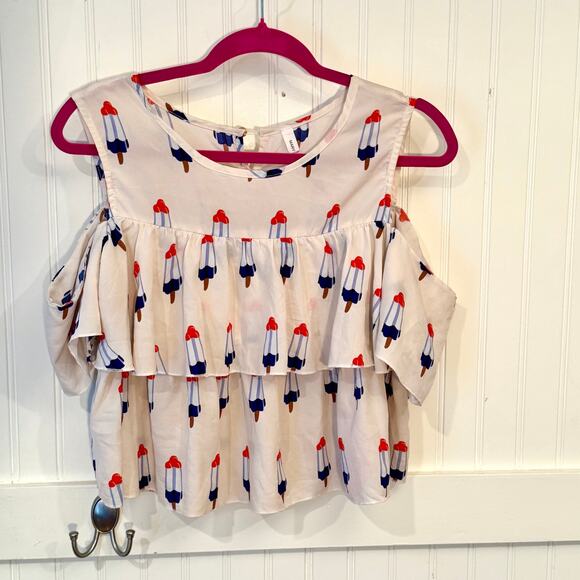 Vintage Mary Quant Popsicle July 4th Tiered Top Size Small - Picture 1 of 10